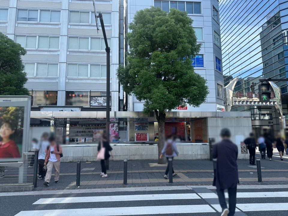 ②1つ目の信号を直進し横断歩道を渡ったら左折します。（写真の横断歩道を渡ったら左折）